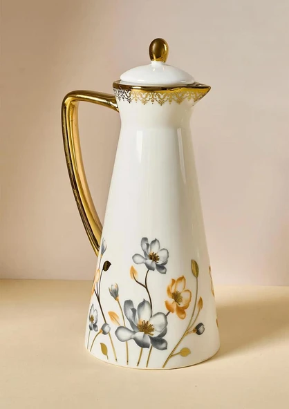 Jardim Porselen Yağlık - Yağdanlık, Sirkelik - 21 CM, 600 ML-Gold