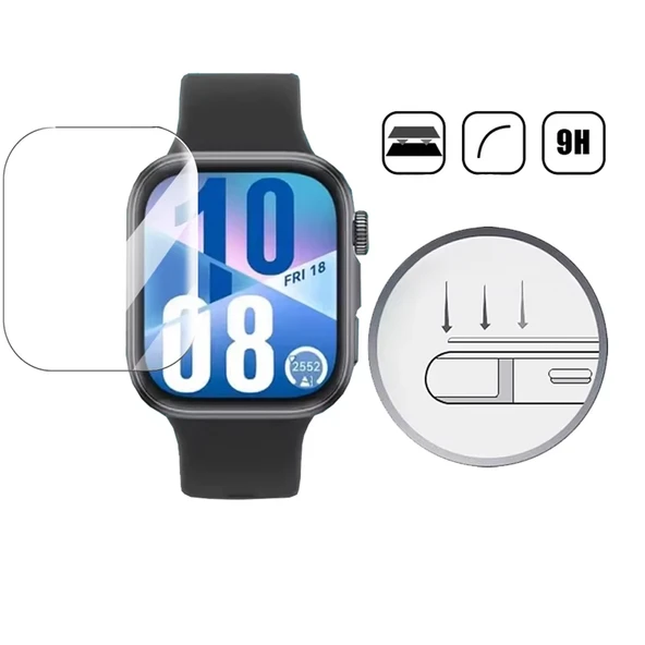 Huawei Watch Fit 4 Pro İle Uyumlu Kolay Takılabilir Takma Aparatlı Temperli Cam Ekran Koruyucu - Resim 4