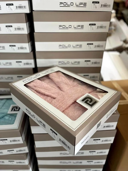 Polo Life Kutulu %100 Pamuk Tek Bornoz Şalyaka-Şeftali (XXL Beden) - 3