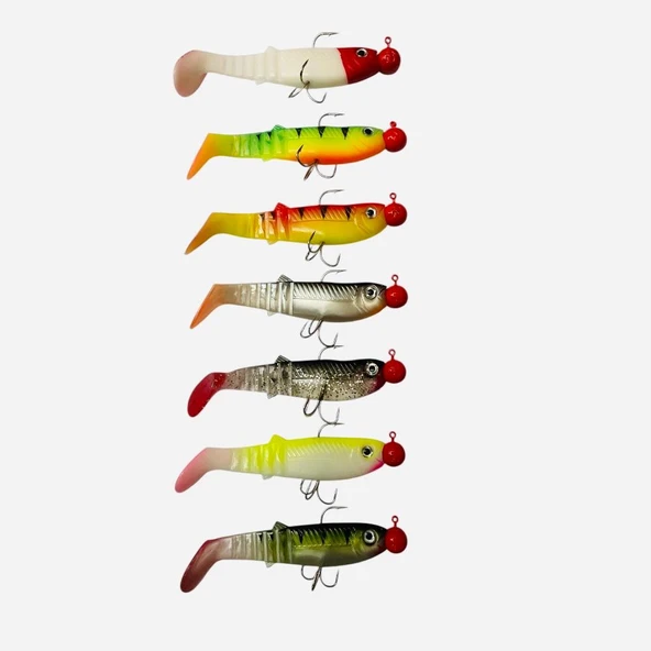 Captain Style Soft 10cm 22gr Turna Mix Set Çift Traflı 14 Gözlü Kutu 7ad Silikon Yapay Yem - 5
