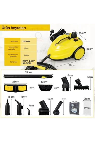 Tiffany Çok Fonksiyonlu Buharlı Temizlik Makinesi- Buharlı Temizleyici - 2
