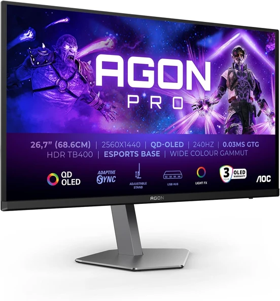 AOC AGON PRO 26.7" AG276QZD2 240Hz 0.03ms HDMI DP Pivot HDR Gaming Monitör (Ölü Pixel) - 2