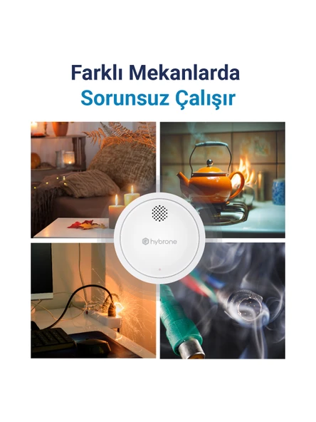 Hybrone Akıllı Wi-Fi Duman Dedektörü, Sesli ve Işıklı Uyarı, Uygulama Üzerinden Anında Bildirim - 4