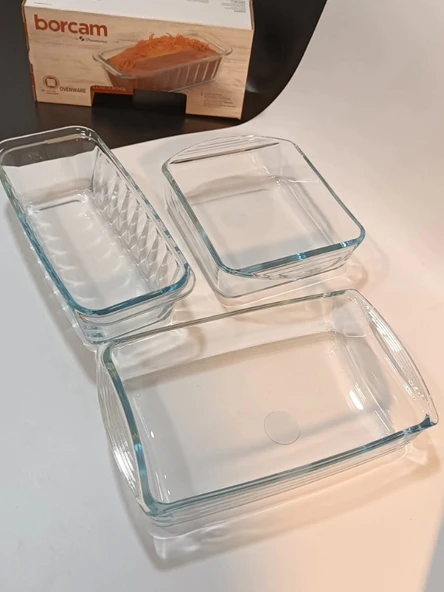 Borcam Kek Kalıbı 3 Lü Set Mini Fırın Tepsisi Baton, Kare, Dikdörtgen ( 59854+59864+59894)