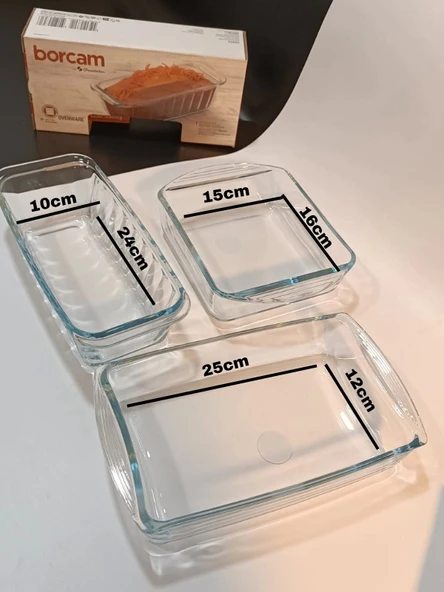 Borcam Kek Kalıbı 3 Lü Set Mini Fırın Tepsisi Baton, Kare, Dikdörtgen ( 59854+59864+59894) - 3