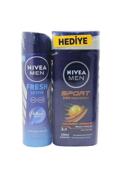Fresh Active Erkek Deodorant Sprey 150 ml Sport Duş Jeli 250 ml