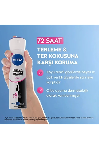 Invisible Clear Black White Kadın Deodorant Sprey 150 ml Roll-on 25 ml - 2