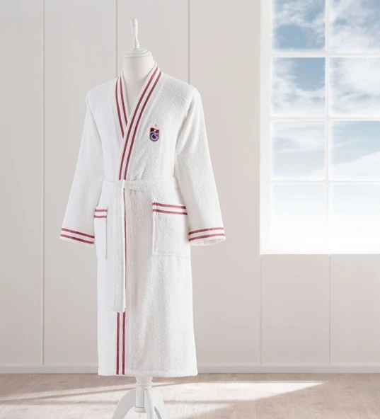 Taç Taraftar Lisanslı Tek Bornoz Şalyaka (L Beden)-Trabzonspor Bordo Mavi