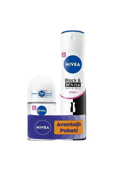 Invisible Clear Black White Kadın Deodorant Sprey 150 ml Roll-on 25 ml