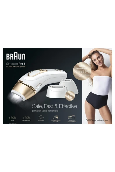 Braun Silk Expert PL5237 Yeni Nesil IPL 400.000 Atımlı 2 Başlıklı Tüy Alma Cihazı - Resim 6