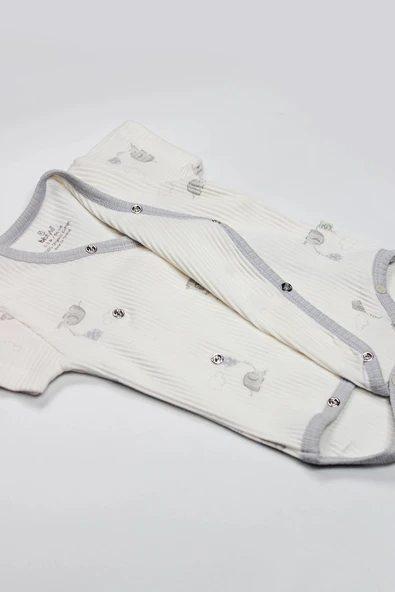 Bistyle Flying Elephant 2'li Yarım Kol Badi 17117 Ekru Gri - 7