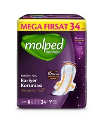 Molped Süpernight Uzun Ped Mega 34 Adet