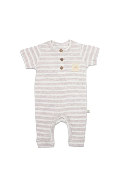 Bistyle Line Colors Yarım Kol Patiksiz Tulum 15126 Bej ürün görseli 1