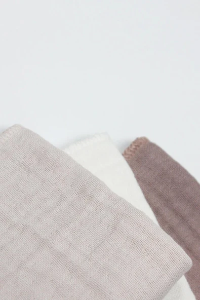 Bistyle 6'lı Müslin Mendil 20x20 Cm 90106 Taş Ekru Antrasit - 3