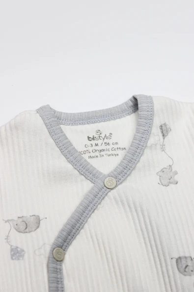 Bistyle Flying Elephant 2'li Yarım Kol Badi 17117 Ekru Gri - 6