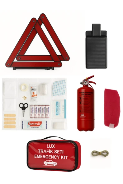 Araç Trafik Seti İlk Yardım Seti Tuvtürk Muayene Uyumlu 1 kg Yangın Tüpü Çantalı Trafik Set ürün görseli