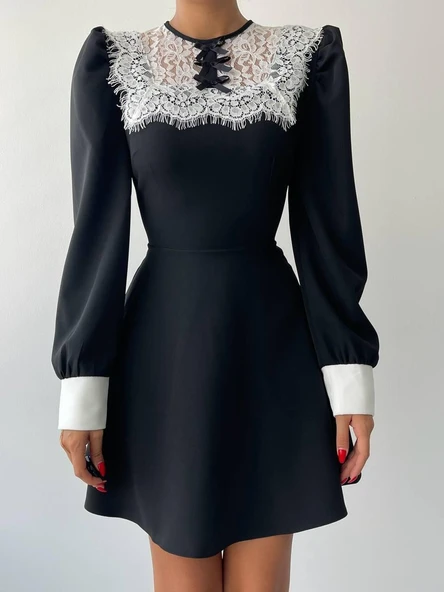 Parma Uzun Kollu Mini Boy Elbise - 2