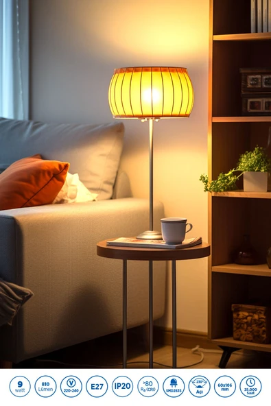 RTL01123 Rother A60 LED Ampul 9W E27 810 Lümen 3000K Sarı Işık - Enerji Tasarruflu Ampul - 3