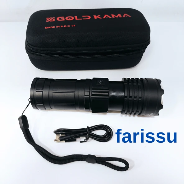 T406 Şarjlı El Feneri | 100W Işık Gücü | Powerbank Özellikli | 5 Modlu | 8800 mAh | Zoomlu | - 7