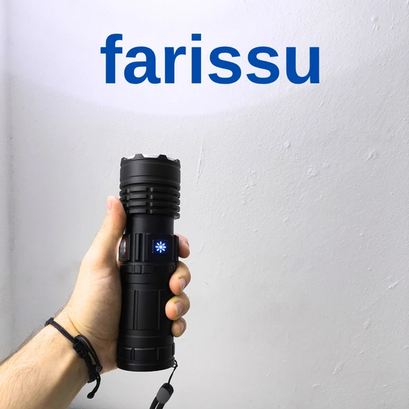 T406 Şarjlı El Feneri | 100W Işık Gücü | Powerbank Özellikli | 5 Modlu | 8800 mAh | Zoomlu | - 6