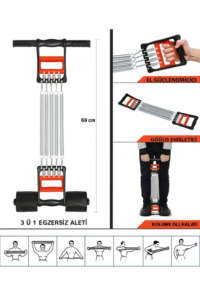 QASUL Göğüs Genişletici Direnç Kas Egzersizi Taşınabilir Antrenman Ekipmanı Yay - 5