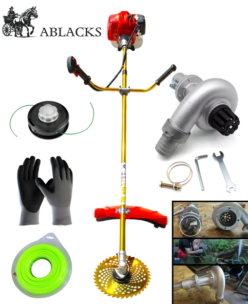Ablacks Benzinli Yan Tırpan + Su Kaldırma Pompası Aparatı Çim Biçme Motoru ürün görseli