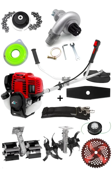 Ablacks 4 Zamanlı Profesyonel Yan Tırpan + Toprak Çapalama Aparatı (2 Adet Çapa) + Su Pompası Aparatı ürün görseli