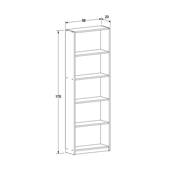 Max 5 Raflı Kitaplık - Florida Meşe 58x170x23 cm - 6