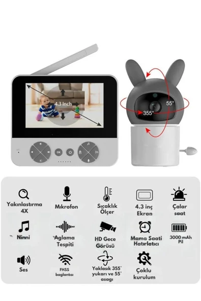 Blic Blm-66 4.3 inç IP Bebek Kamerası Kablosuz Monitörlü - 2
