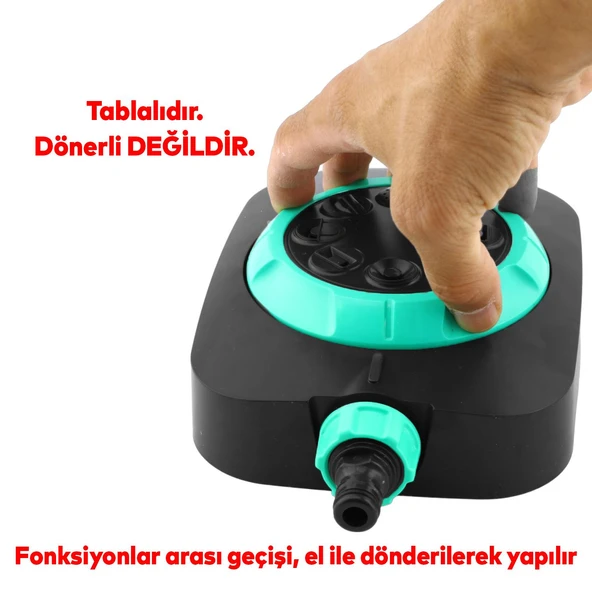 Tablalı Hareketli Su Fıskiyesi Tabancası 8 Fonksiyonlu Bahçe Çim Sulama Aparatı Plastik DY6029G - 2