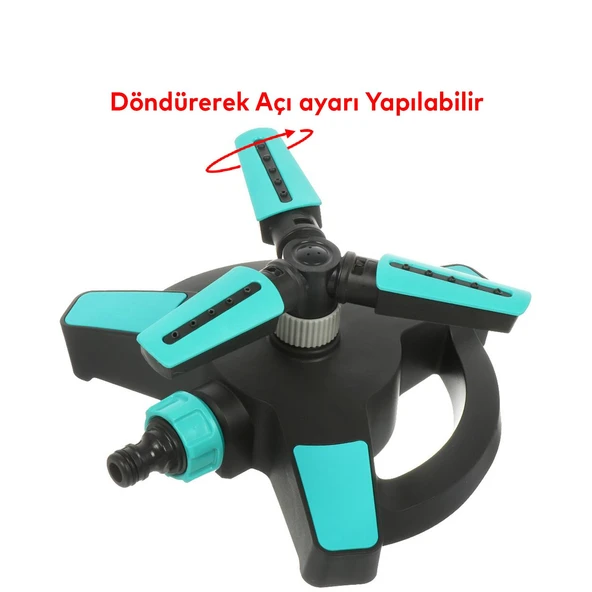 Tablalı Hareketli Su Fıskiyesi 3 Başlıklı Dönerli Bahçe Çim Sulama Aparatı Plastik DY6064G - 5
