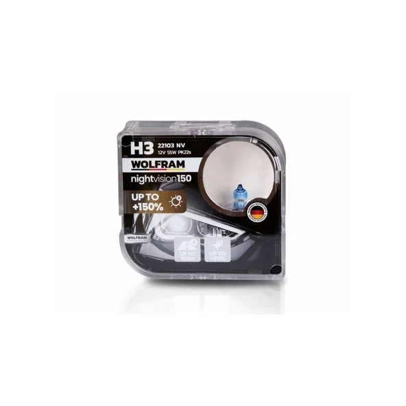 Halojen Night Vision H3 Ampul NV +%150 Fazla Işık ve %20 Beyaz Işık 12V 55W 22103NV - 2
