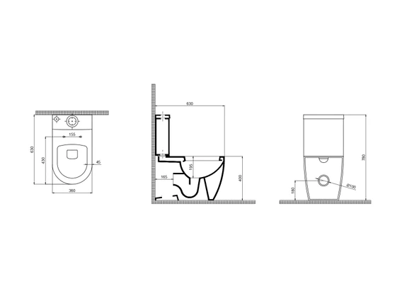 Quarter Bath Deep Duvara Sıfır Klozet Takımı Mat Beyaz (Rezervuar ve Kapak Dahil) - 63 cm - 2