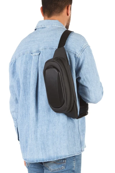 Erkek Siyah Günlük Bel Çantası Su Geçirmez Çapraz Omuz Çanta - 2