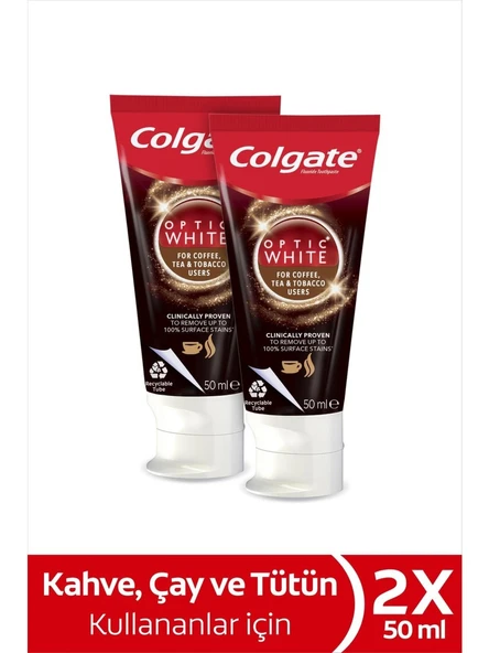 Colgate Optic White Kahve, Çay ve Tütün Kullanıcıları Için Diş Macunu 50 ml x 2 Adet