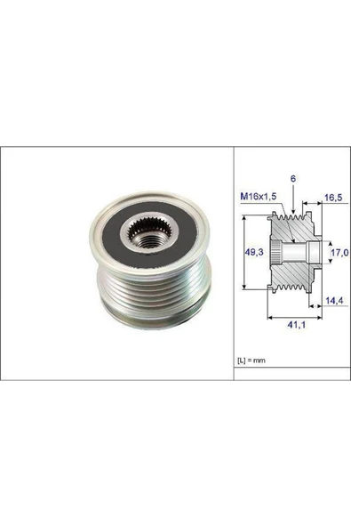 Alternatör Kasnagı 207 / C3 Iı Berlıngo 1.6 Vtı 1.6 Thp Uyumlu ürün görseli 1