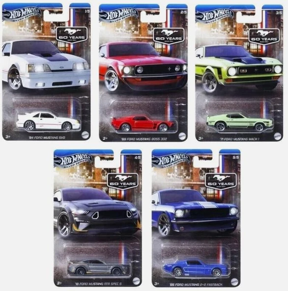 Hot Wheels Siver Series Ford Mustang 60 Years Anniversary 5'li Set GRT01 ürün görseli