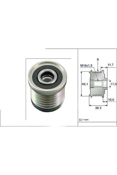 Alternatör Kasnagı Megane Laguna Iı Trafıc Master / Vıvaro Movano / S40 V40 1.9 Dcı ürün görseli 1