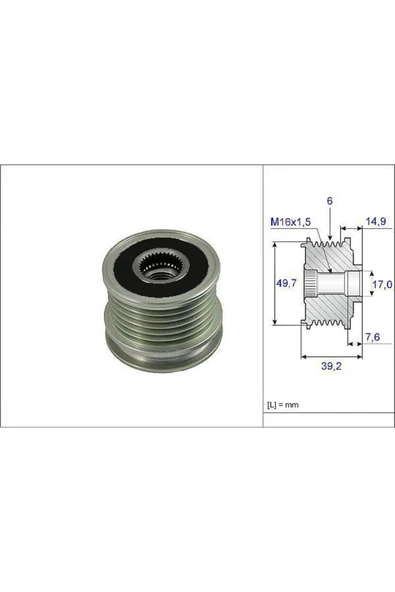 Alternatör Kasnagı Mercedes C200 220 250 Sprınter 00-06 98-00 Vıto Uyumlu ürün görseli 1