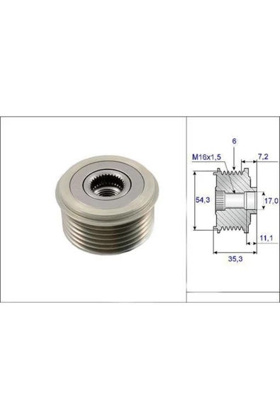 Alternatör Kasnagı Scudo Ducato 206 406 Partner Berlıngo Vıvaro Fıesta Fusıon 1.4 Tdcı 2.3 Uyumlu ürün görseli 1
