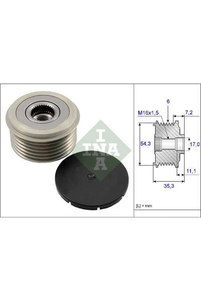 INA 535003910  ALTERNATÖR KASNAĞI SCUDO DUCATO / 206 406 PARTNER / ürün görseli 1