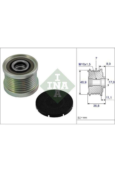 INA 535008110  Alternatör Kasnağı Megane Laguna Iı Trafic Master 1.9 Dcı 2.0 Dcı 2.5 Dcı ürün görseli 1