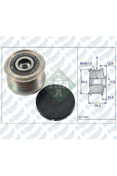 INA 535019410 Alternator Kasnagı C3 1 4 1 6 Hdı 2005 Sonrasi ürün görseli 1