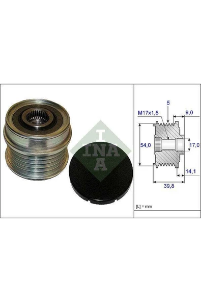 INA 535017110  Alternatör Kasnağı Rulmanlı Bravo Doblo Linea Punto 500-500c-l-x-combo Gıulıetta-mıto ürün görseli 1