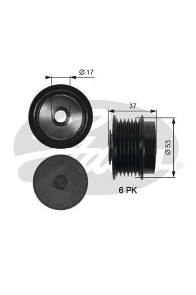 Gates OAP7015 Oap7015 Alternatör Kasnağı (toyota: Avensis 1.6 1.8 2.0 08- Corolla 1.6 1.8 2.0 07- Rav4 2.0 0 ürün görseli 1