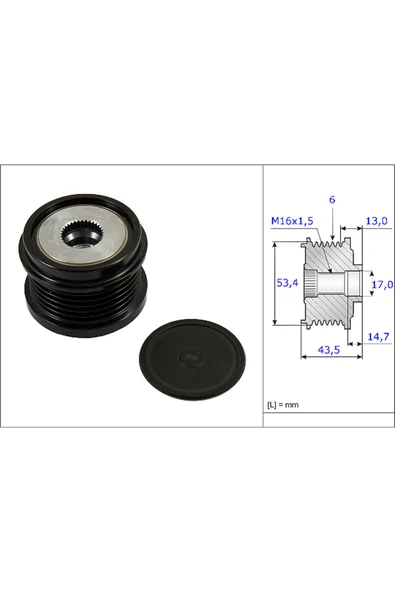 INA 535023710 ALTERNATOR KASNAGI 43.5MM CMAX 11- FIESTA VI 13- FOCUS III 11- KUGA II 13- TRANSIT CO-AV6N 10300 GE* ürün görseli 1