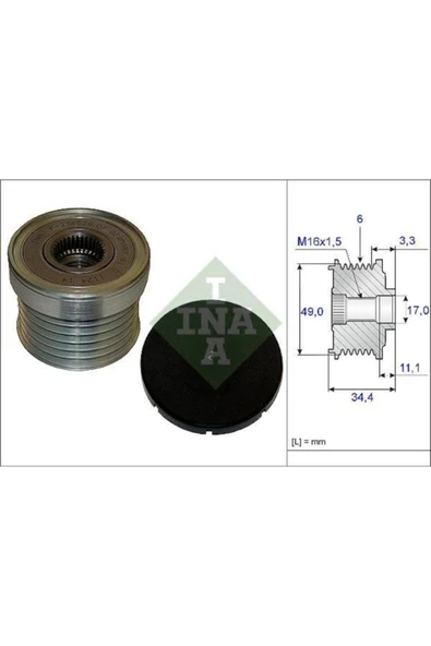 INA 535018310  Alternator Kasnagi (BMW:1 SERİSİ 3SERİSİ 5 SERİSİ 730I 12317552353 4466273 (WA893325)