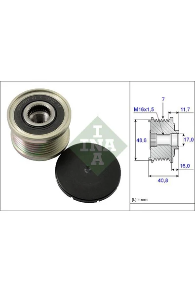 INA 535008010 Alternatör Kasnağı 7 Kanal Captur I 13 Clıo Iv 12 Master Iıı 10 Megane Iv 15 Kad ürün görseli 1