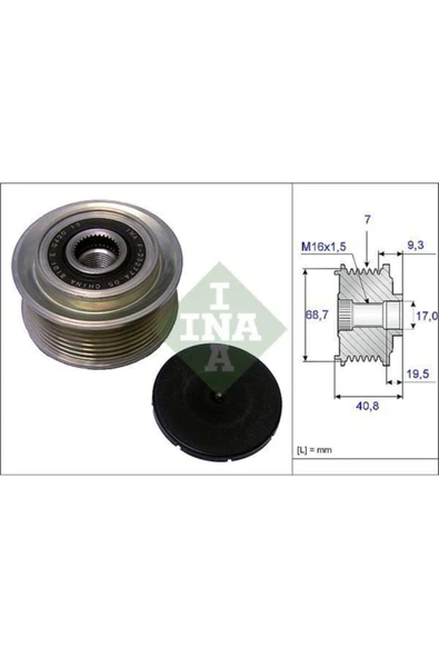 INA 535007910  Alternator Kasnagi-(HYUNDAİ: H100 KAMYONET 04-/ STAREX 03-08 2.5 CRDİ 140HP (WF514198) ürün görseli 1