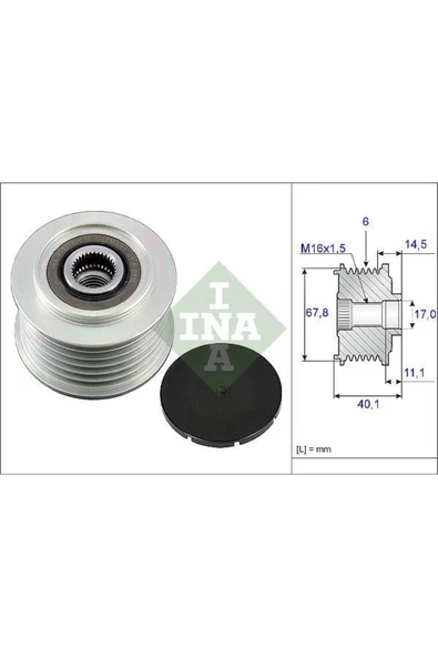 INA 535005210 ALTERNATÖR KASNAĞI TRANSPORTER T4 LT 2.5 TDI ACV AUH BCQ ürün görseli 1